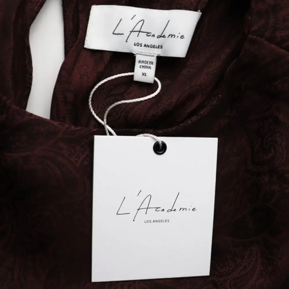 NWT L'Academie The Grazielle Mini Dress Burgundy XL Paisley Print Satin Draped - Picture 4 of 7